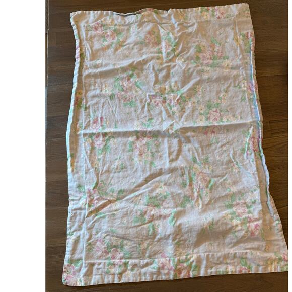 Pottery Barn Kids Linen Standard Sham Light Blue Floral Cottage - Picture 1 of 4